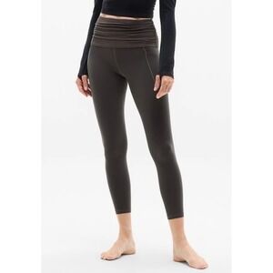 Athleta Salutation Stash 7/8 Fold Over Tight Gray Leggings Womens Large #782127